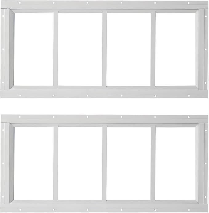 WRISIN 2 Pack Shed Window (White, 10" x 23")