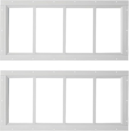 WRISIN 2 Pack Shed Window (White, 10" x 23")