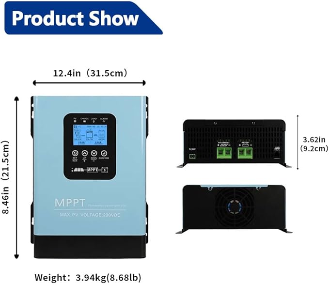 120A MPPT Solar Charge Controller,12V 24V 36V 48V 60V 72V 84V 96V Solar Battery Regulator PV Max 230V for Sealed Lead Acid Gel and Lithium Battery