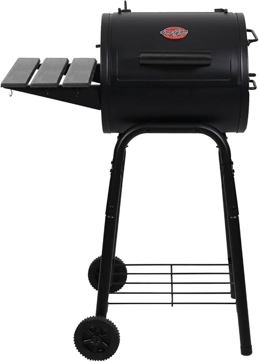 Char-Griller® Patio Pro Charcoal Grill and Smoker with Cast Iron Grates, Premium Metal Shelf and Damper Control, 250 Cooking Square Inches in Black, Model 1616