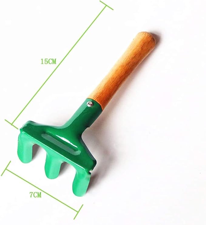 Nua Garden Tool Set 3 Pieces of Mini Metal rake Shovel TRO Knife Beach Sandbox (Suitable for Children Over 3 Years Old)