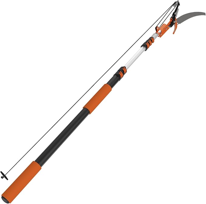 SISUPASSIE 20FT Reach Tree Trimmer, Telescoping Pole Saw with 3-12FT Extension Pole, Manual Tree Pruner Extendable for Yard, Garden, Patios