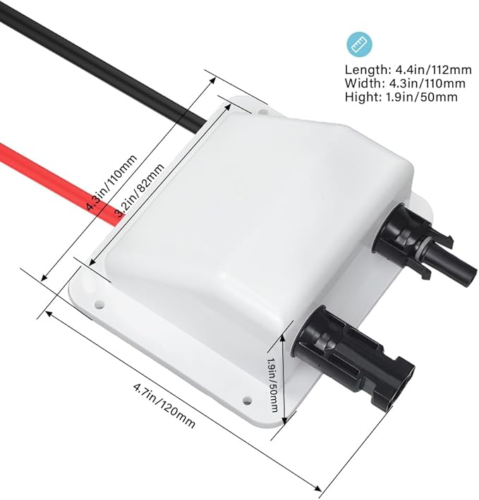 Solar Entry Gland 10ft Weatherproof ABS Double Cable 10AWG for All Cable Types UV Resistance Dual Cable Entry Housing for Solar Project on Rv,Boat,Camper,Van