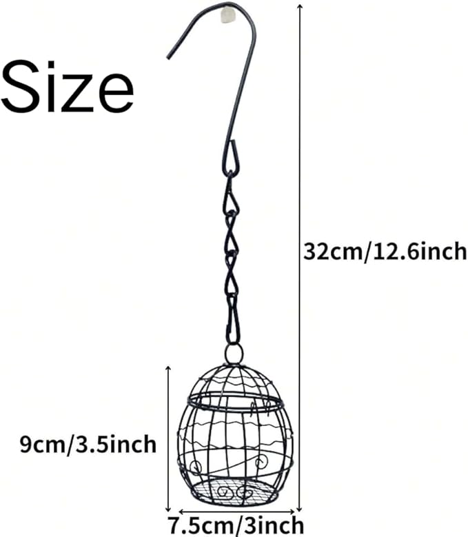 Bird Feeder, Suet Ball Feeders for Outside Hanging, Metal Hanging Bird Feeder with Hooks, Fat Ball Bird Feeder Suet Feeder for Wild Birds Outdoor Garden (Black,1 pcs)