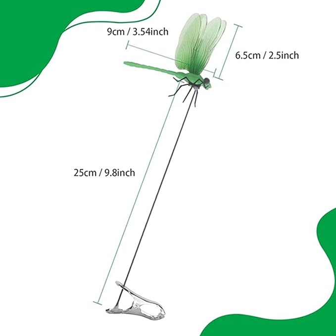 12 Pcs Dragonfly Clip, Dragonfly Garden Stakes Decor, Dragon Fly Hat Clip, Dragonfly Humming Bird Stakes, Garden Decor for Indoor Outdoor