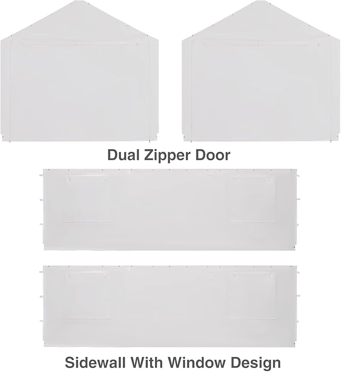 Carport Replacement Sidewall Replacement Sidewall Tarp Top for 10' x 20' Carport Frame Replacement Side Wall Cover Top Cover and Frame Not Included (White)