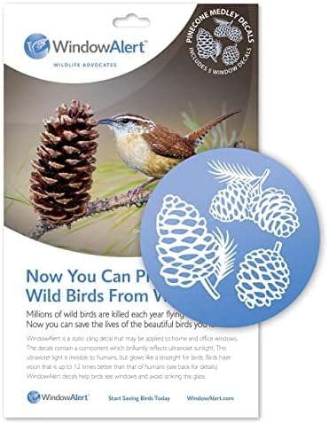 WindowAlert Pinecone Anti-Collision Decal - UV-Reflective Window Decal to Protect Wild Birds from Glass Collisions - Made in The USA