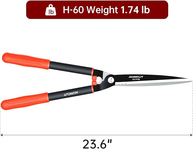 AGRICUT 23" Garden Hedge Shears - Hedge Clippers with High Carbon Steel Blade Branch Cutter Plant Trimmers for Yard Orchard Garden