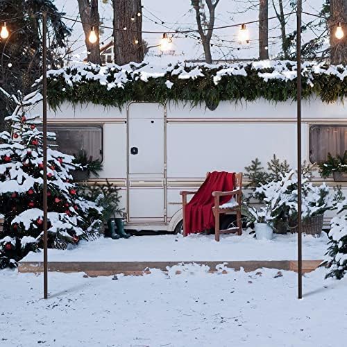 String Light Poles for Outside 4 Pack, 10.5 Feet Outdoor String Lights Poles for String Lights, Backyard Patio Light Poles for Bistro Party Wedding, Metal Outdoor String Light Pole