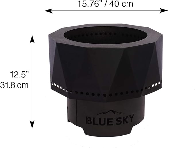 Blue Sky Outdoor Living Ridge Portable Fire Pit, Smokeless Fire Pit with Spark Screen, Lift, and Carrying Bag, Black