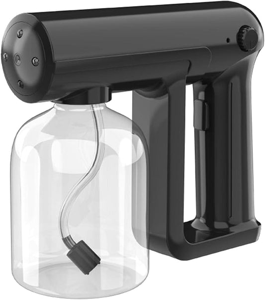 Portable Nano Spray Gun, 500ml Handheld Electric Sprayer | Blue Sanitizing Fogger | Steam Gun for Home, Office, Car | Fast Fine Mist, Large Capacity | Compact - Black
