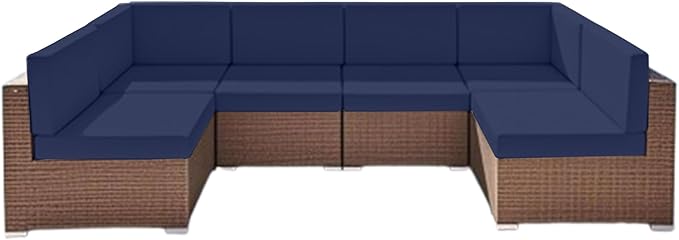Outdoor Replacement Cushions for Patio Furniture, Splash-Resistant and Fade-Resistant 14 Pieces Outdoor Couch Cushion, 25.6x25.6x4 Inch Sofa Pad with Removable Fabric Cover