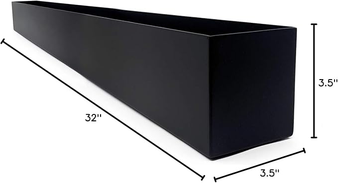 Buhbo Modern Black Trough Rectangular Planter - 32 in, Steel, Indoor Use, Contemporary Design, Succulents & Small Plants