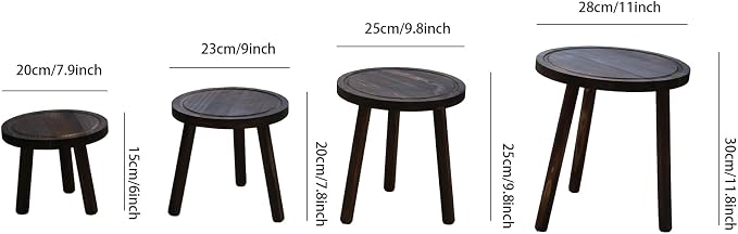 Amdermi 4-Pack Wood Plant Stands Indoor - Mid Century Modern Flower Pot Holder for 6-12 Inch Planters - Tall Wooden Plant Stool Display Rack for Large Plants, Living Room, Corner, Balcony Decor