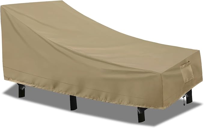 PureFit Outdoor Chaise Lounge Cover, Lounge Chair Covers Waterproof Patio Furniture Lounge Chair Cover, UV Resistant & Weatherproof, 1 Pack, 84"L x 32"W x 32"H Inches, Camel