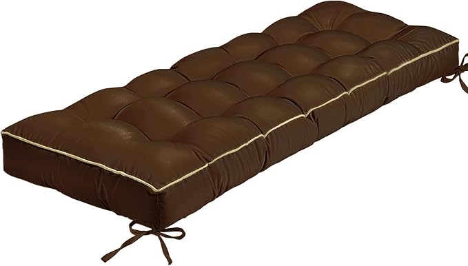 Outdoor Bench Cushion, Tufted Patio Seat Pad for Garden Bench, Porch Swing, Indoor/Outoor Furniture (Coffee Brown, 60X18X5)