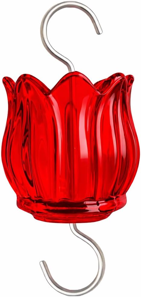 Glass Ant Moat for Hummingbird Feeder - 3 OZ Red Tulip Insect Guard with Large Capacity