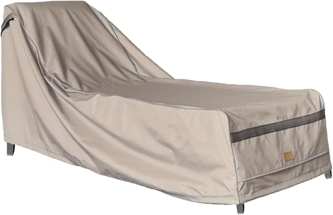 Patio Chaise Lounge Cover Waterproof , Heavy Duty Outdoor Lounge Chair Covers , Beige Durable Patio Furniture Covers , 1 Pack , 80L*28W*30H inch