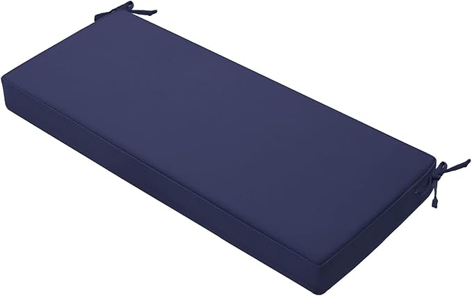 Favoyard Outdoor Bench Cushion 48 x 18 Inch Waterproof Patio Furniture Cushions 3-Year Color Fastness Garden Sofa Settee Couch Swing Pads with Handle and Attach Ties, Blue