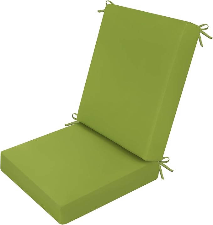 idee-home Outdoor Patio Dining Chair Cushion, High Back Density Foam Chair Cushions Seat with Removable Cover, WeatherResistant Indoor Deep, Green