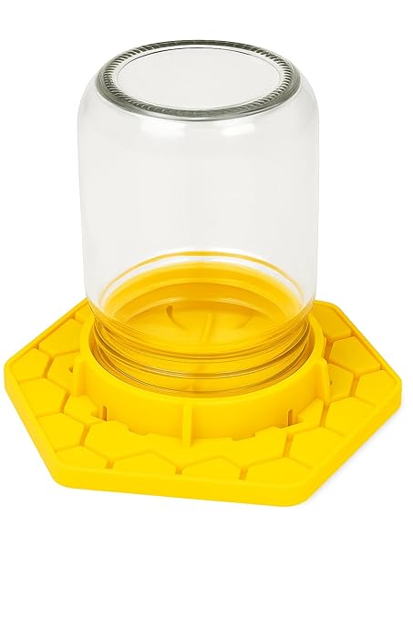 Bee Watering Station for Garden, 2 Pack Orange Bee Feeder and Waterer Compatible with Regular & Wide Mouth Canning Jars(Jar Not Included), Small-Hole Honeycomb Tray Honey Bee Feeder for Outside