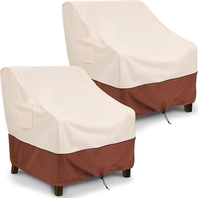 COSFLY Patio Furniture Covers 2 Pack, 600D Waterproof Outdoor Chair Covers for Deep Chairs, All-Weather UV Resistant Protection with Adjustable Straps & Air Vents, Fits up to 29" W x 30" D x 36" H