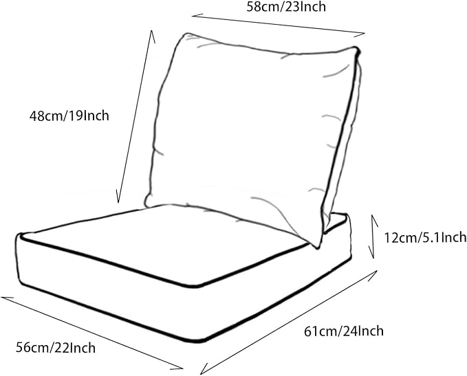 Goodgoods 22x24 inch Outdoor/Indoor Deep Seat Patio Cushions Set of 2 Resilient Foam Filling Water Repellent Stain-Resistant UV Resistant Weather Resistant Deep Seat Bottom Beige