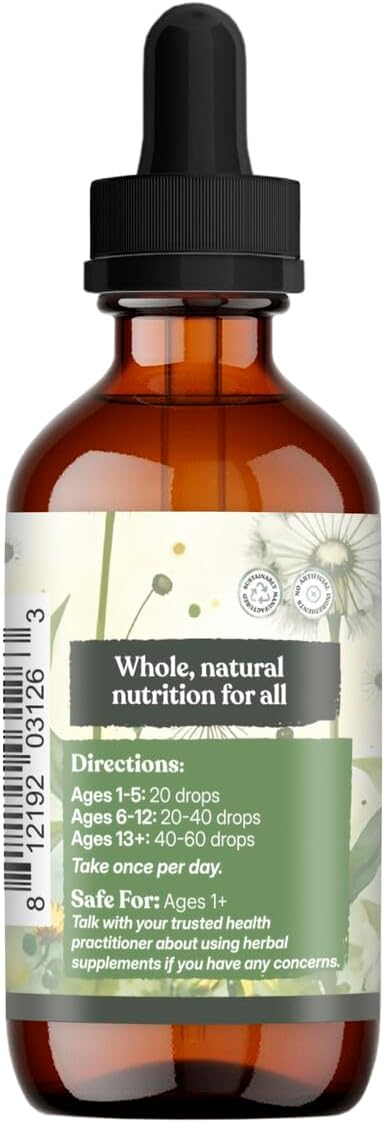 Earthley Wellness Nourish Me Naturally, Liquid Herbal Multivitamin for Whole Family Wellness, Bioavailable Plant-Based Nutrition, Herbs Like Nettle and Alfalfa Leaf, Trace Minerals Alcohol-Free (4oz)