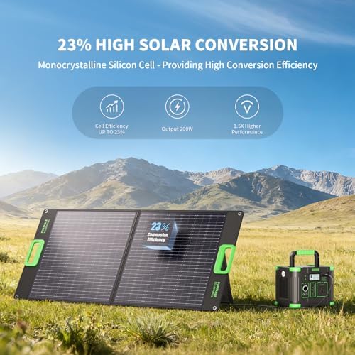 100W Portable Solar Panel, 23.5% High Efficiency ETFE Foldable Solar Charger for Power Station Generator, IP65 Waterproof with Kickstands, 18V Output for RV Camping Van Off-Grid Outdoor