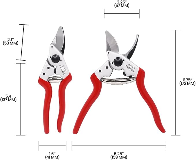 Zenport QZ406 Small Professional Pruner, 7.25 Inch Garden Pruning Shears, 0.8 Inch Cut Capacity, Forged Carbon Steel Blade, Ergonomic Handle