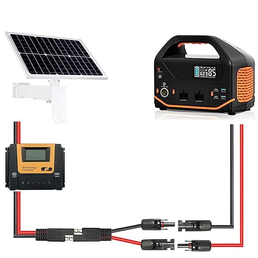 2Pcs 1FT 10AWG Solar Panel Connector Cable, SAE to MC-4 Male Female Adapter PV Extension Cable with SAE Polarity Reverse Adapter for RV Caravan Solar Panel Battery Charger