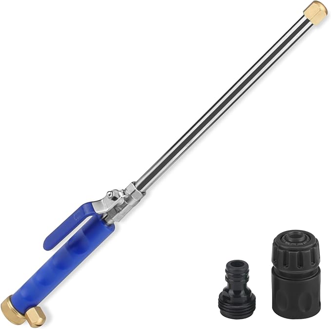 High Pressure Power Washer Wand, Hydro Jet Nozzle for Garden Hose, Watering Sprayer Cleaning Tool, Wand Lance for Gutter Patio Car Pet Window Glass, Blue