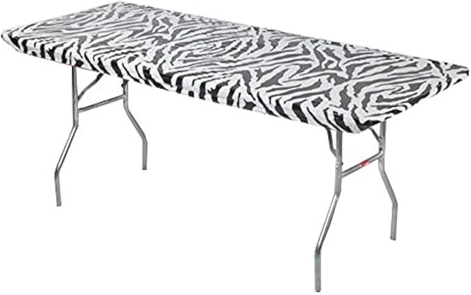 Kwik-Covers 6' Rectangle Plastic Table Covers 30" x 72", Bundle of 5 (Zebra)