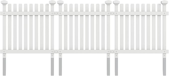 MELLCOM 2ft H x 2ft W (3 Panels) No Dig Garden Picket Fence, Decorative Privacy Fence with Metal Stakes, Garden Fence Border for Backyard, Patio & Yard, White
