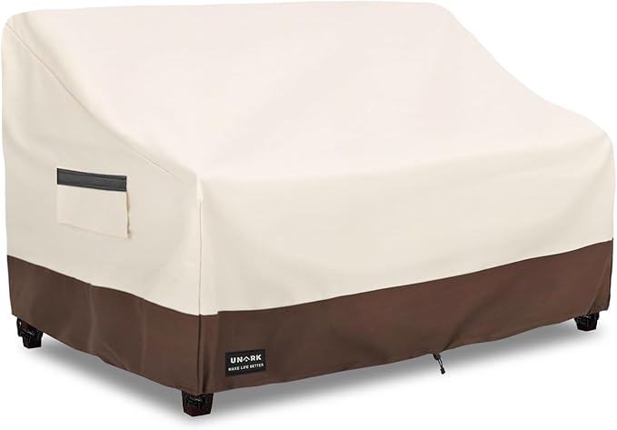 Patio 3-Seater Sofa Cover, 3 Seater Outdoor Couch Cover Waterproof Couch Covers Fits up to 85W x 37D x 35H Inches, Waterproof Heavy Duty Patio Furniture Covers, Beige and Brown