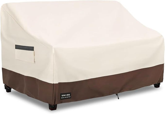 Patio 3-Seater Sofa Cover, 3 Seater Outdoor Couch Cover Waterproof Couch Covers Fits up to 85W x 37D x 35H Inches, Waterproof Heavy Duty Patio Furniture Covers, Beige and Brown