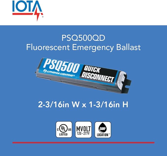 Power Sentry Emergency Battery Back Up, Long Compact and T8 Compatible Fluorescent Ballast with 550 Lumen Output, 90 Minute Emergency Operation, UL Listed (PSQ500QD MVOLT M12)