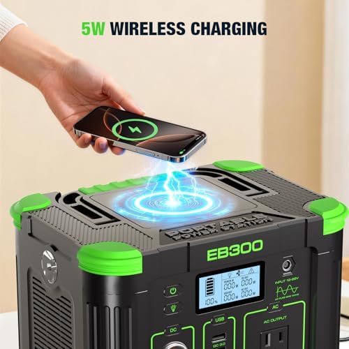 GRECELL 300W Portable Power Station 288Wh Solar Generator with USBC PD 60W, 110V Outlet Perfect for Camping, Outdoor Trips, Home Backup & Travel