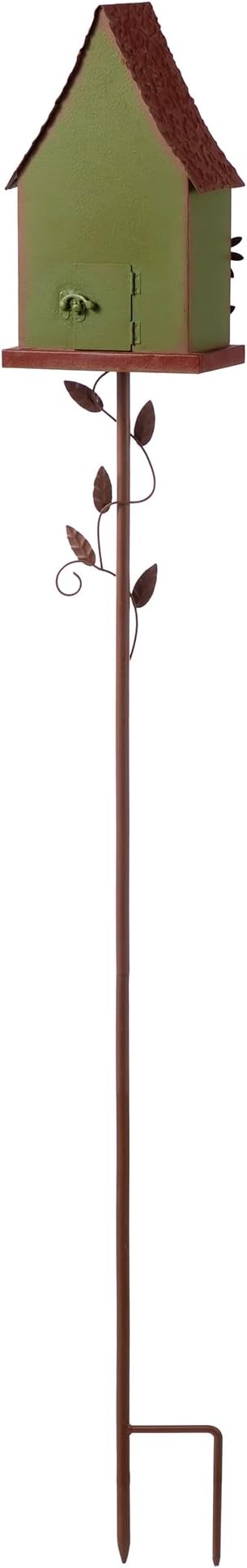 Glitzhome Birdhouses for Outdoors, Bird Houses Stake for Outside, 52.5" H Metal Bird House Decorative Daisy Birdhouse with Stake for Garden Patio Backyard (Green)