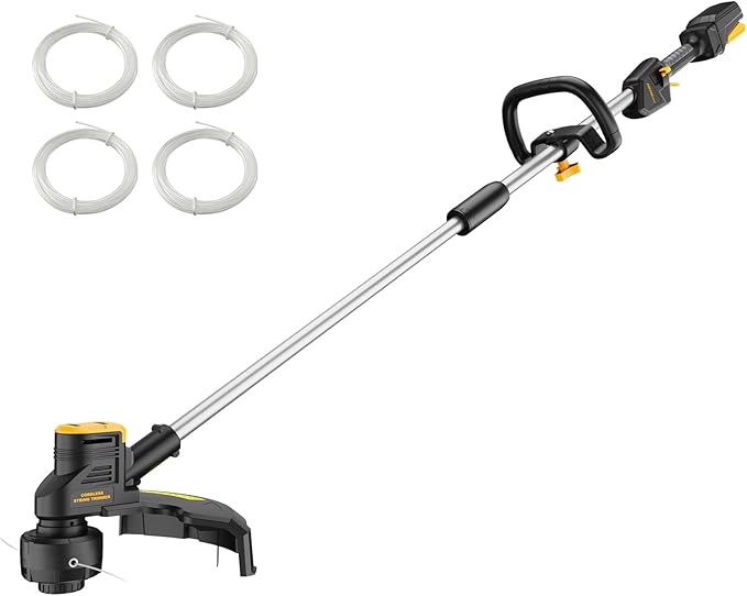 HEINPRO Cordless Weed Wacker Compatible with DeWalt 20V MAX Battery, 16" Brushless Weed Eater, Grass Trimmer for Lawn Care, Bump Feed, String Trimmer with 4 Bulk Trimmer Line Coils (Tool Only)