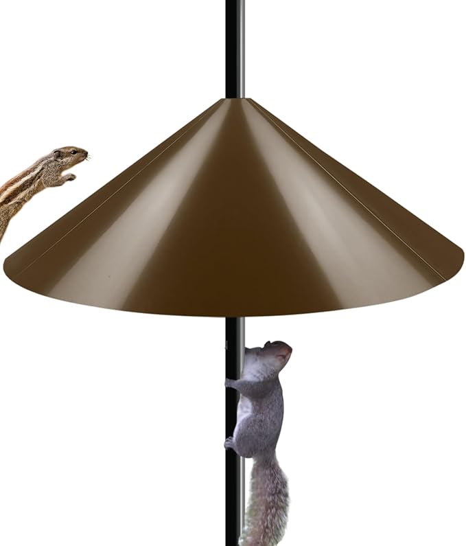 19 Inch Wide Squirrel Baffle for Bird Feeder Pole, Outside Pole Mount Stopper & Bird House Guard for Outdoor Shepherd’s Hook, Brown, 1 Pack