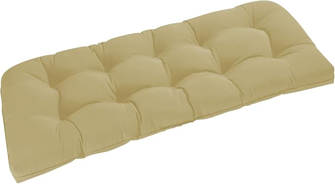 downluxe Outdoor Bench Cushion for Patio Furniture, Waterproof Tufted Overstuffed Porch Swing Cushions, Thick Outdoor Loveseat Cushions, 48" X 18" X 5", Khaki, Set of 1