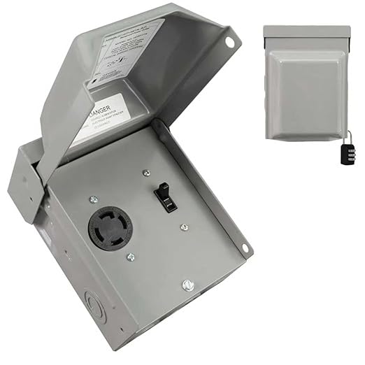 30 Amp NEMA L14-30R with 15Amp Switch Power Outlet Box 125/250V, Heavy Duty Lockable Weatherproof Electrical Panel, Outdoor Receptacle for EV RV GeneratorTrailer Motorhome, ETL Listed, HDS2-013
