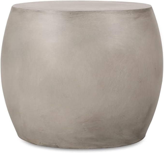 Richie Outdoor Lightweight Concrete Side Table, Light Gray