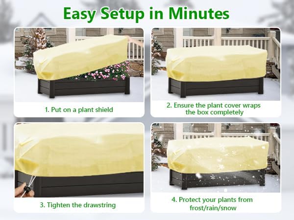 Plant Covers Freeze Protection, Skycow 4 Pack Frost Blankets for Outdoor Plants – 2 Rectangular (22"x60"x20") & 2 Round (32"x48") Winter Plant Covers, 2.4oz/yd² Frost Cloth Plant Protection (Beige)