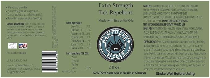 Nantucket Spider Tick Repellent Spray | 3 Pack (2 oz Each) | DEET-Free | Essential Oil Tick Repellent | Made in USA