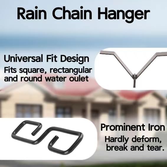 Rain Chain Gutters Adapter Clip for Outside V Style Copper Hook Hanger Iron Connector for Rain Chimes Downspout Outside Hardware Rain Catcher System Installation Accessories for Garden & Yard Summer.