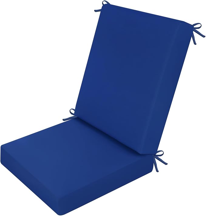 idee-home Outdoor Dining Chair Cushion, Patio Seat Cushion High Back Waterproof Seat Pads with Removable Cover, Indoor Chair Pads Deep