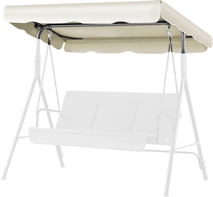 Flexzion Replacement Canopy for Outdoor Swing - 75" x 52" / 1.90m x 1.32m 2 Seat Bench Glider Swings Shade Fabric UV Weather Waterproof for Outdoor Garden Patio Yard Park Porch Seat Furniture, White