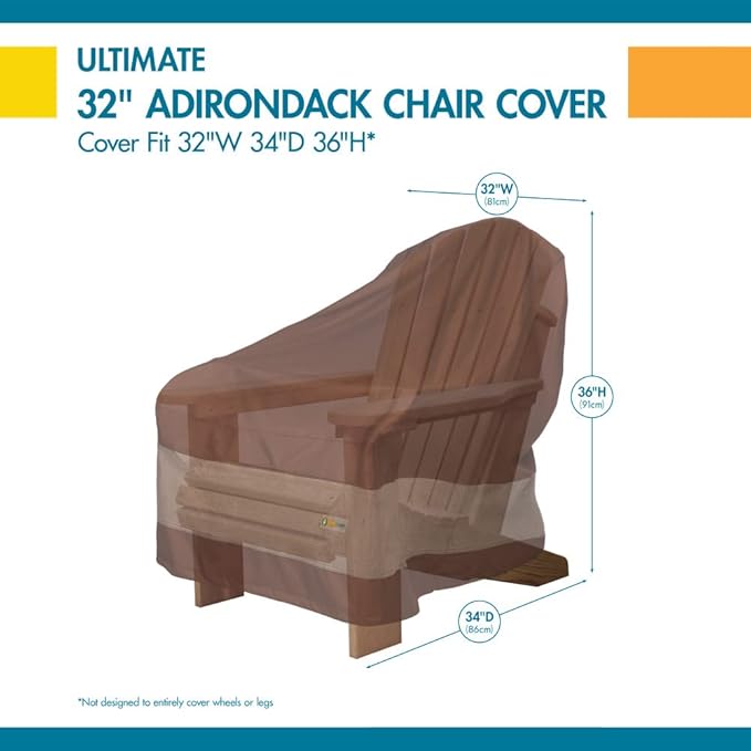 DUCKCOVERS Ultimate Waterproof 32 Inch Patio Adirondack Chair Cover, Patio Furniture Covers